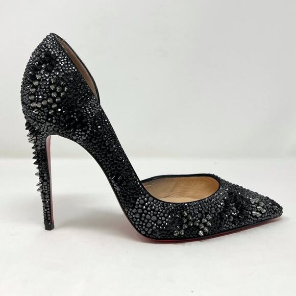 Christian Louboutin Iriza Bling Bang Crystal Spike Suede Pumps 37 - Picture 3 of 8